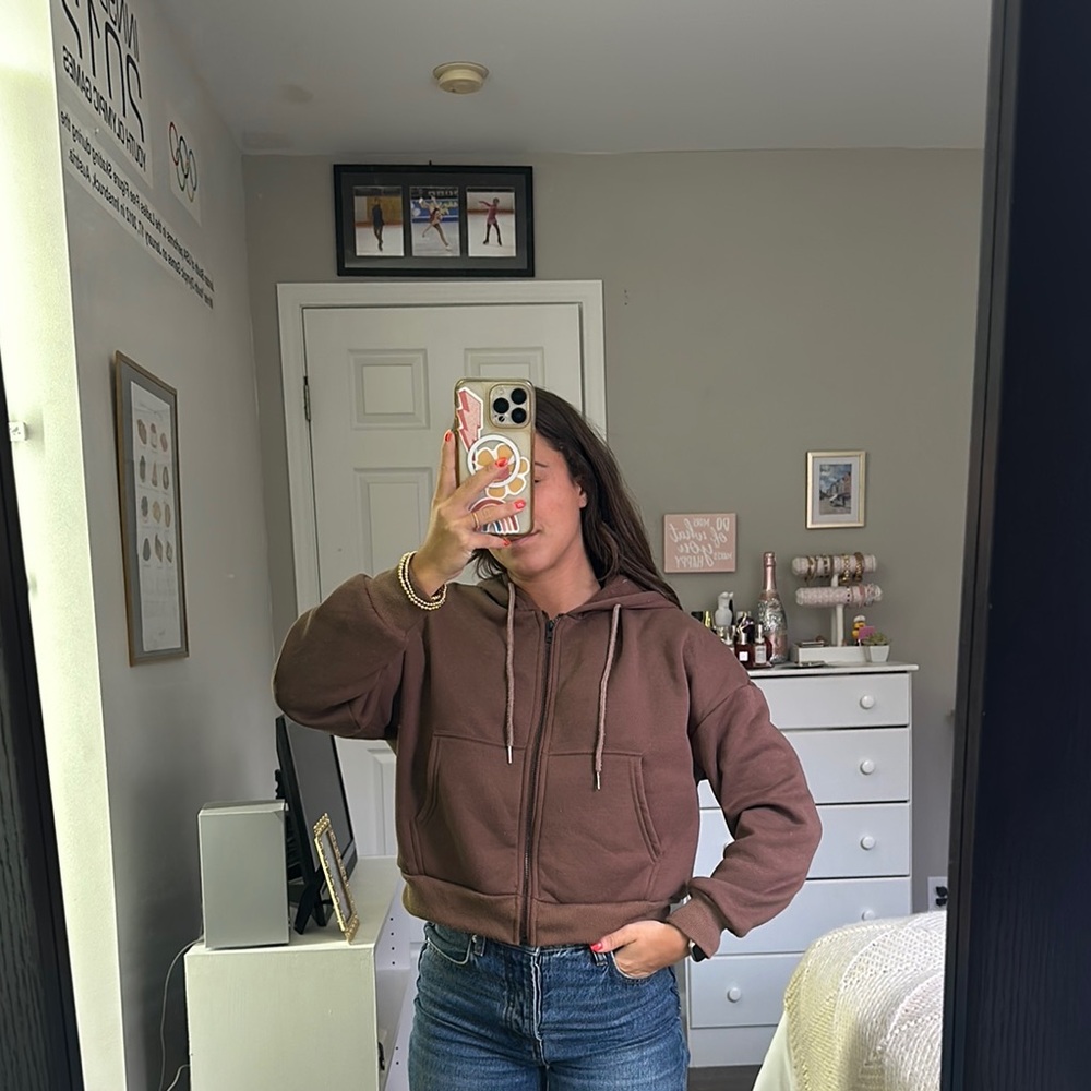 Brown Zip-Up Hoodie